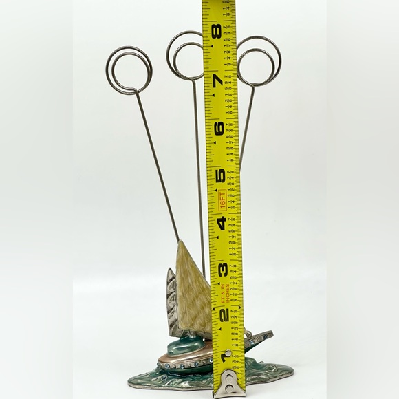 Jeweled Enamel Photo Holder Pair Sailing Ship Nautical Ocean Whimsical - Picture 5 of 6